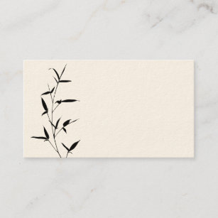 Bamboo Silhouette Background Template Blank Black Business Card