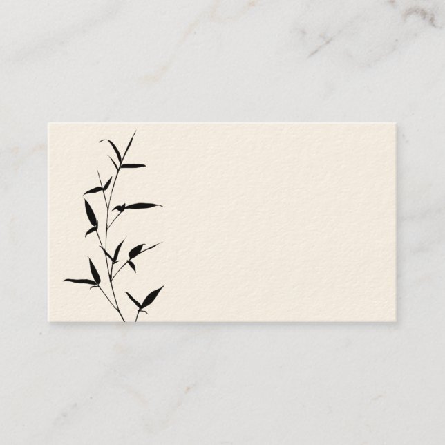 Bamboo Silhouette Background Template Blank Black Business Card (Front)