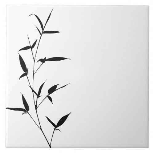 Bamboo Silhouette Background Template Blank Black Ceramic Tile