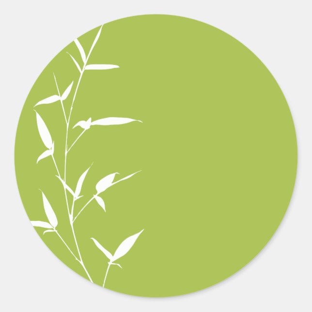 Bamboo Silhouette Background Template Green Classic Round Sticker (Front)