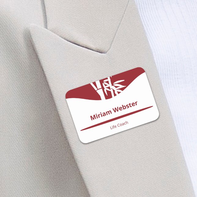 Bamboo Silhouette Life Coach Red & White Name Tag (Bamboo Silhouette Life Coach Red & White Name)