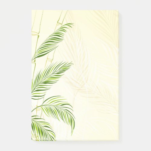 Bamboo stalks and leaves all over print _ post_it notes