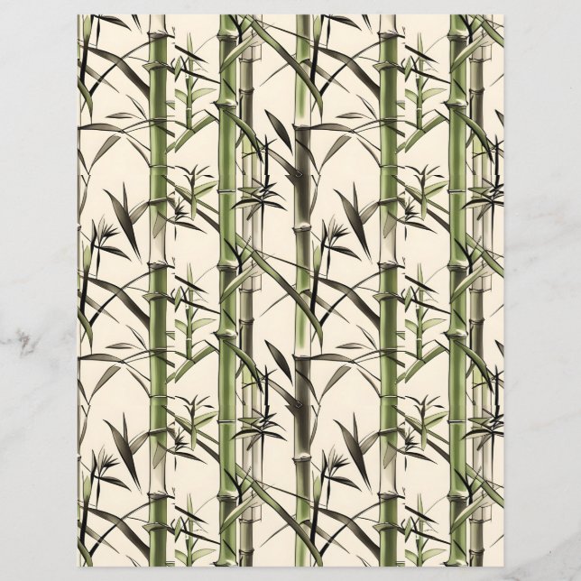 Bamboo Stalks and Leaves Scrapbook Paper (Front)