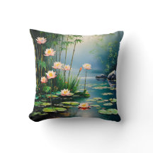 Bamboo stalks and lotus flowers