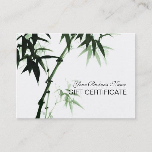 Customizable Bamboo Stalks Oriental Zen Touch Gift Certificate Business Cards
