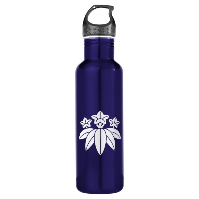 Bamboo-style gentian stainless steel water bottle (Front)