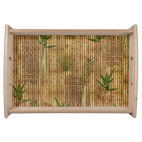Bamboo Tapa Cloth Serving Tray