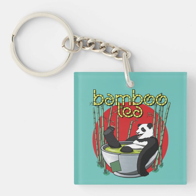 Bamboo Tea Drinker Panda Keychain (Front)