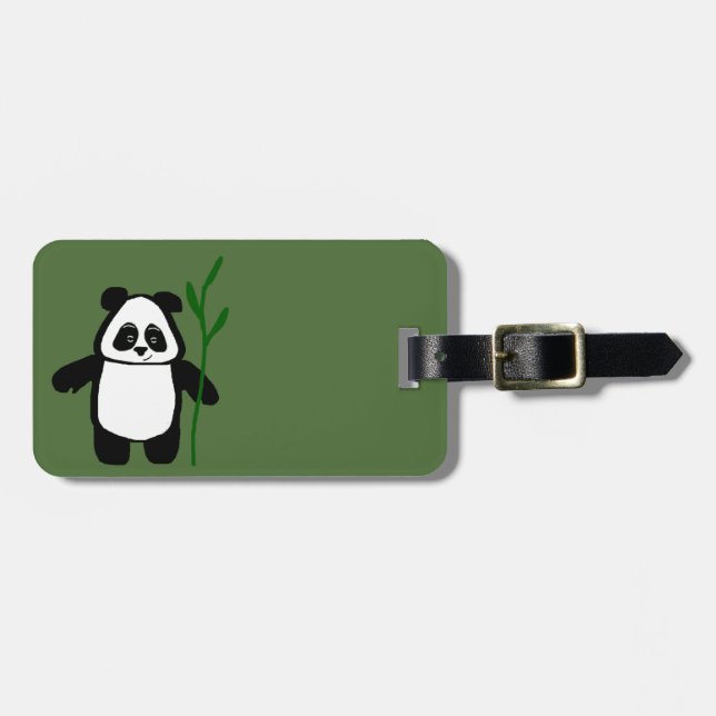 Bamboo the Panda Green Luggage Tag (Front Horizontal)