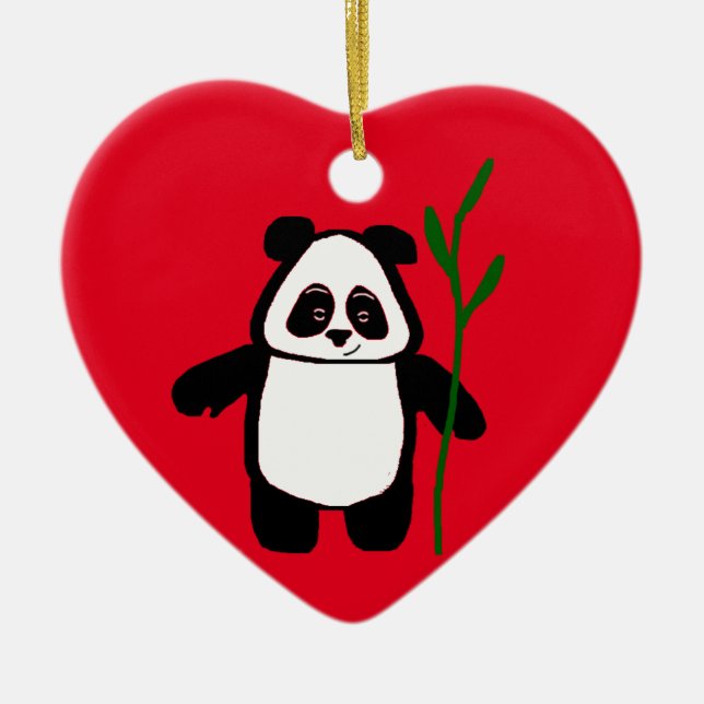 Bamboo the Panda Heart Ornament (Front)