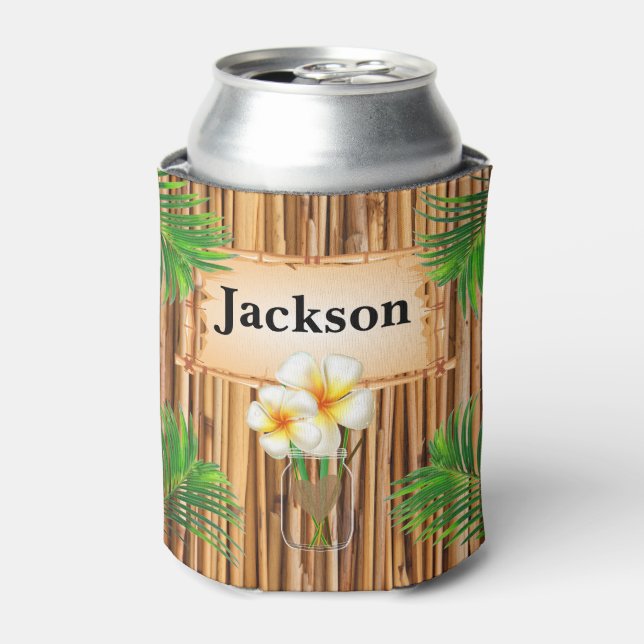 Bamboo Tiki Design Can Cooler (Can Front)