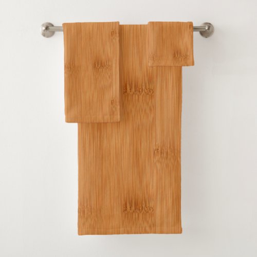 Bamboo Toast Wood Grain Look Bath Towel Set