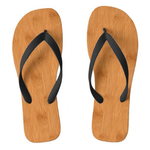 Bamboo Toast Wood Grain Look Flip Flops