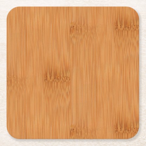 Bamboo Toast Wood Grain Look Square Paper Coaster