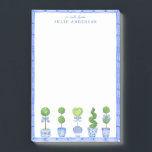 Bamboo Topiary Garden | Chinoiserie  Post-it Notes<br><div class="desc">This chic post it note pad features 5 topiaries in a chinoiserie pots. The border around the edge is a blue bamboo frame. You can personalize with your name.</div>