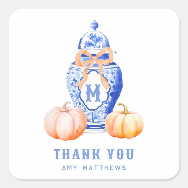 Bamboo Topiary Garden | Chinoiserie  Thank You  Square Sticker (Front)