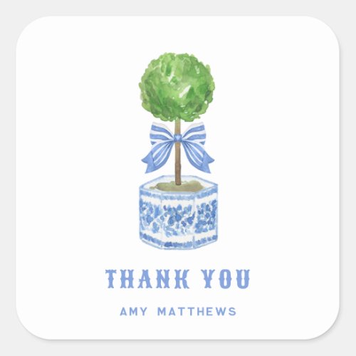 Bamboo Topiary Garden  Chinoiserie  Thank You  Square Sticker
