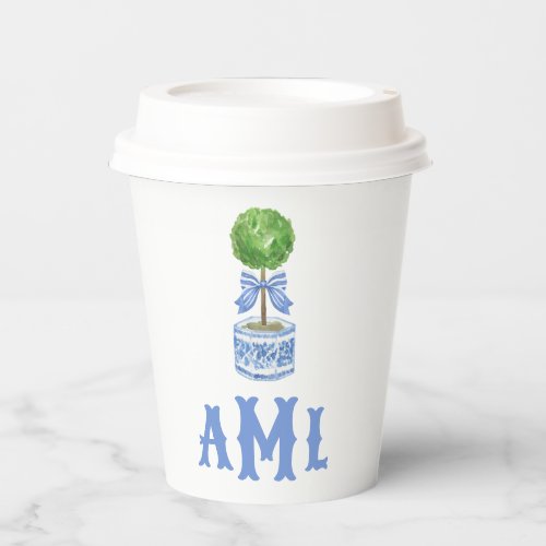 Bamboo Topiary Garden  Monogram Paper Cups