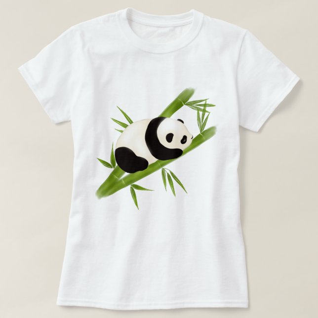 Bamboo Tree Panda Bear T shirt (Design Front)