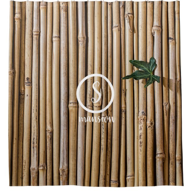 Bamboo Wall with Customizable Logo and Text Shower Curtain (Front)
