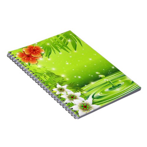 Bamboo Water and Tropical Flowers Notebook