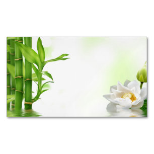 Bamboo Water Lotus Spa Skin Care Massage Salon Magnetic Business Card