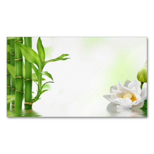 Bamboo Water Lotus Spa Skin Care Massage Salon Magnetic Business Card