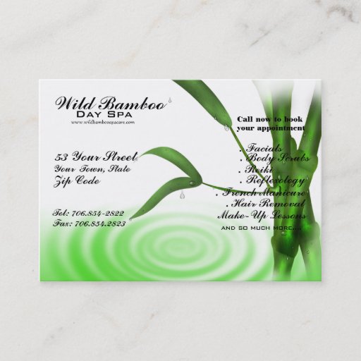 Customizable Bamboo Water Ripple Spa Business Card