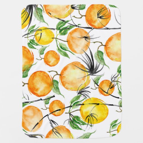 Bamboo watercolor jungle seamless pattern baby blanket