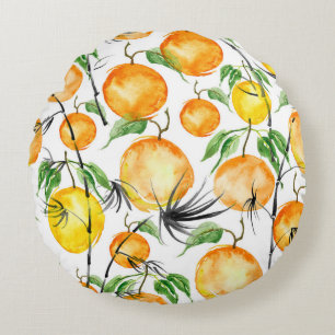 Bamboo watercolor: jungle seamless pattern. round pillow