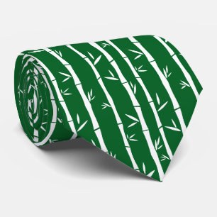 Bamboo White and Green Custom Neck Tie