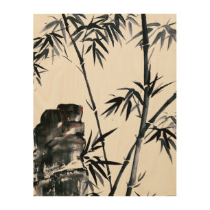 Bamboo with Stone Wood Wall Art