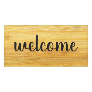 Bamboo Wood Kitchen Welcome Room Sign