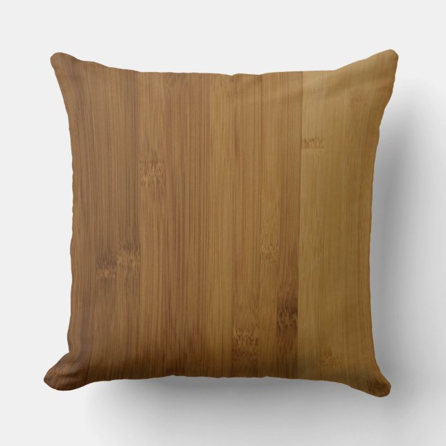 Bamboo Wood Print Throw Pillow (Front)