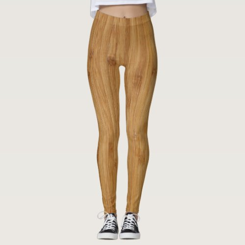 Bamboo Wood Texture Look Leggings