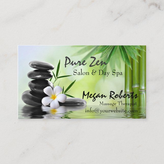 Bamboo Zen Stones Spa Skin Care Massage Salon Appointment Card (Front)