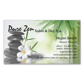 Bamboo Zen Stones Spa Skin Care Massage Salon Magnetic Business Card