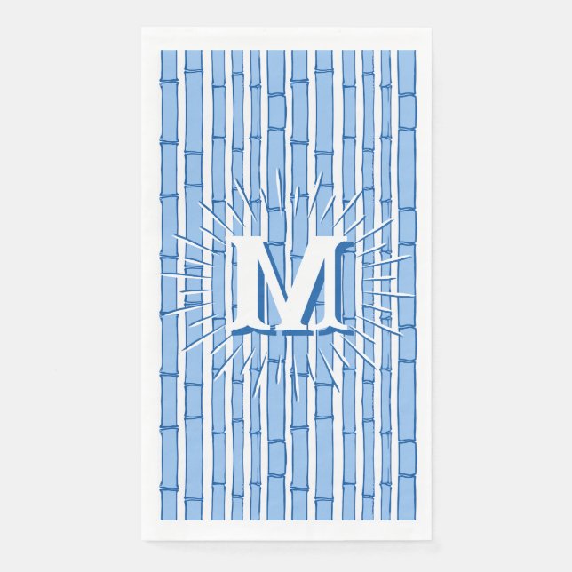 Bambooey Bamboo Stripe in Blue Personalized Paper Guest Towels (Front)