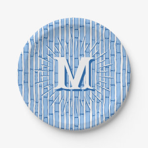 Bambooey Bamboo Stripe in Blue Personalized Paper Plates