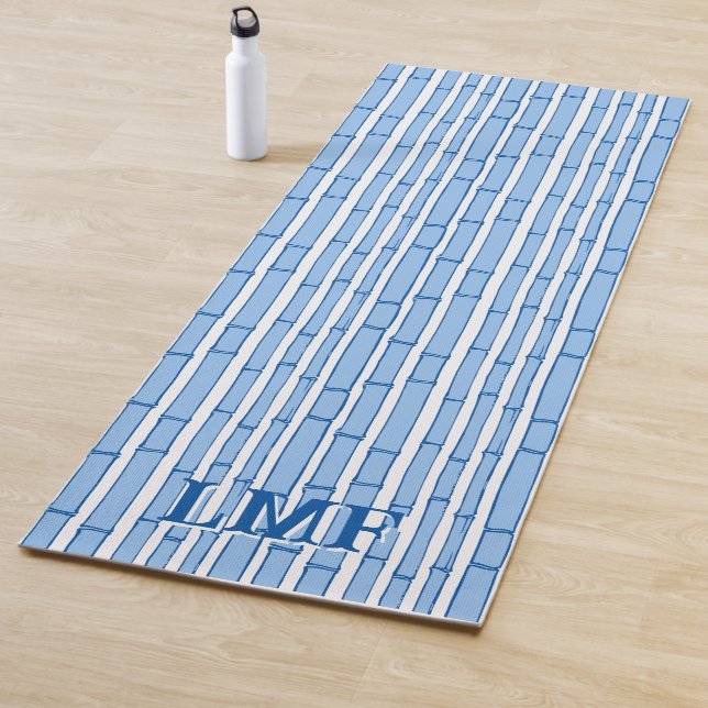 Bambooey Bamboo Stripe in Blue Personalized Yoga Mat (In Situ)