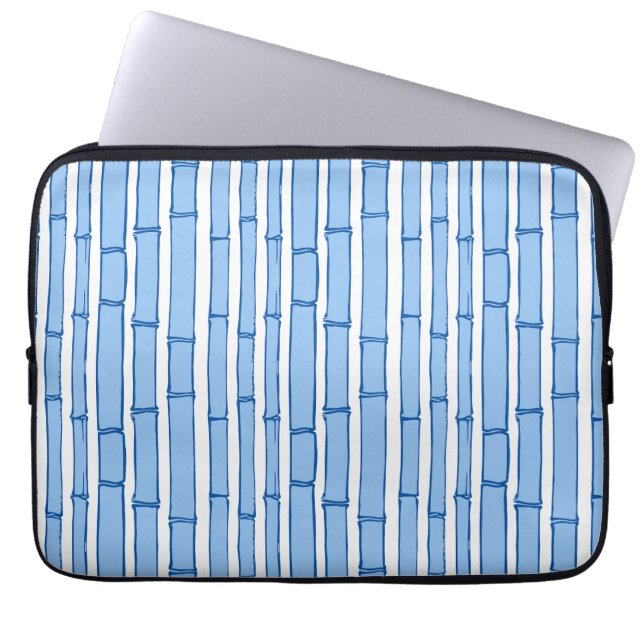 Bambooey Bamboo Stripe in Blue Porcelain Laptop Sleeve (Front)