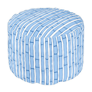 Bambooey Bamboo Stripe in Blue Porcelain Pouf