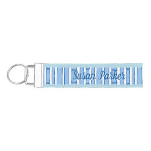 Bambooey Bamboo Stripe in Blue Porcelain Wrist Keychain