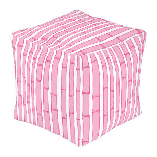 Bambooey Bamboo Stripe in Pink Outdoor Pouf