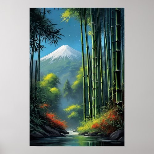 Bamboos Dance Stream in the Forest Poster