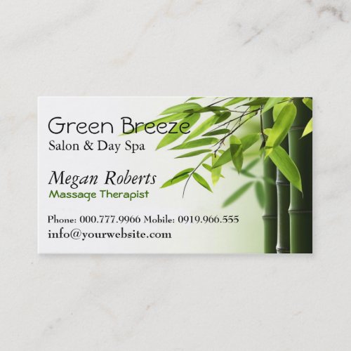 Bamboos Spa Skin Care Massage Salon Reiki Appointment Card