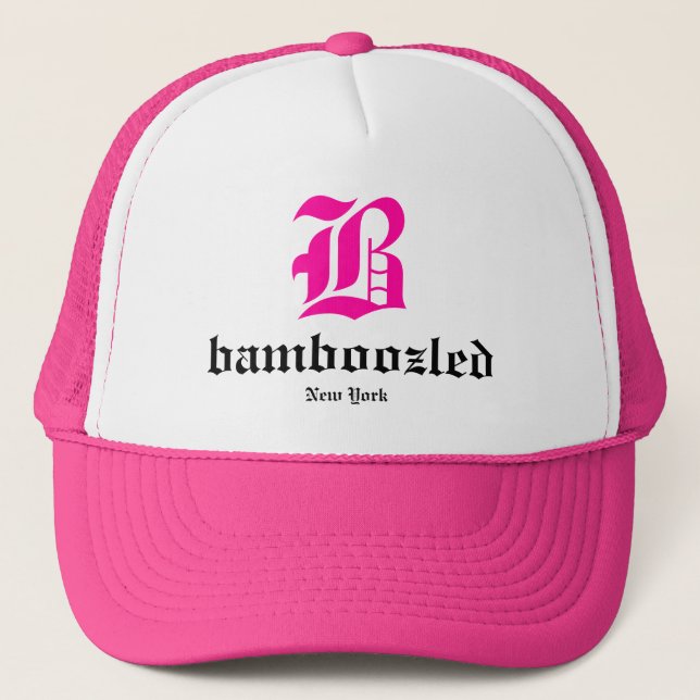 Bamboozled Womens Trucker Hat- White /Pink Trucker Hat (Front)