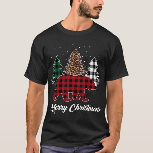 Bampa Bear Christmas Red Plaid Buffalo Family Paja T_Shirt