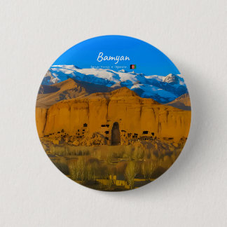 Bamyan, Afghanistan - Buddha Cliff Valley Button