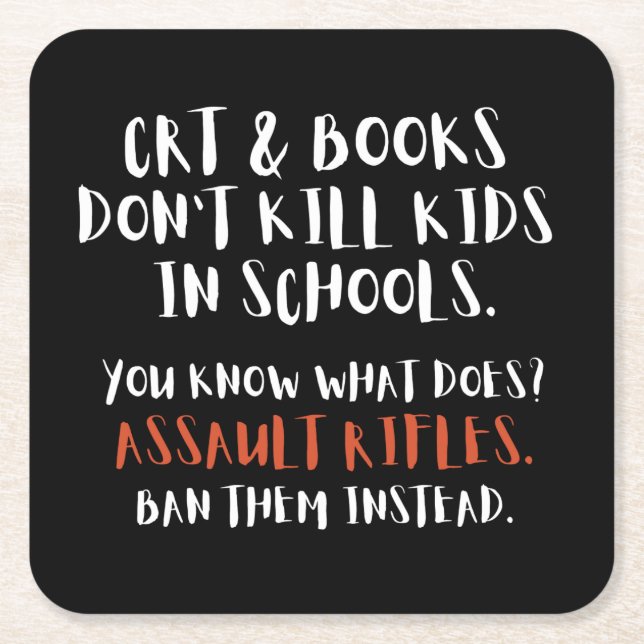 Ban Assault Rifles Instead Typography Square Paper Coaster (Front)